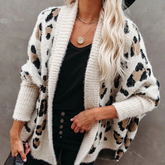 MODA ME COUTURE Sweaters - Cozy Up Leopard Print Fuzzy Cardigan